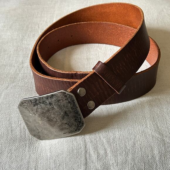 1970s Vintage Brutalist Artisan Leather Belt main image 4